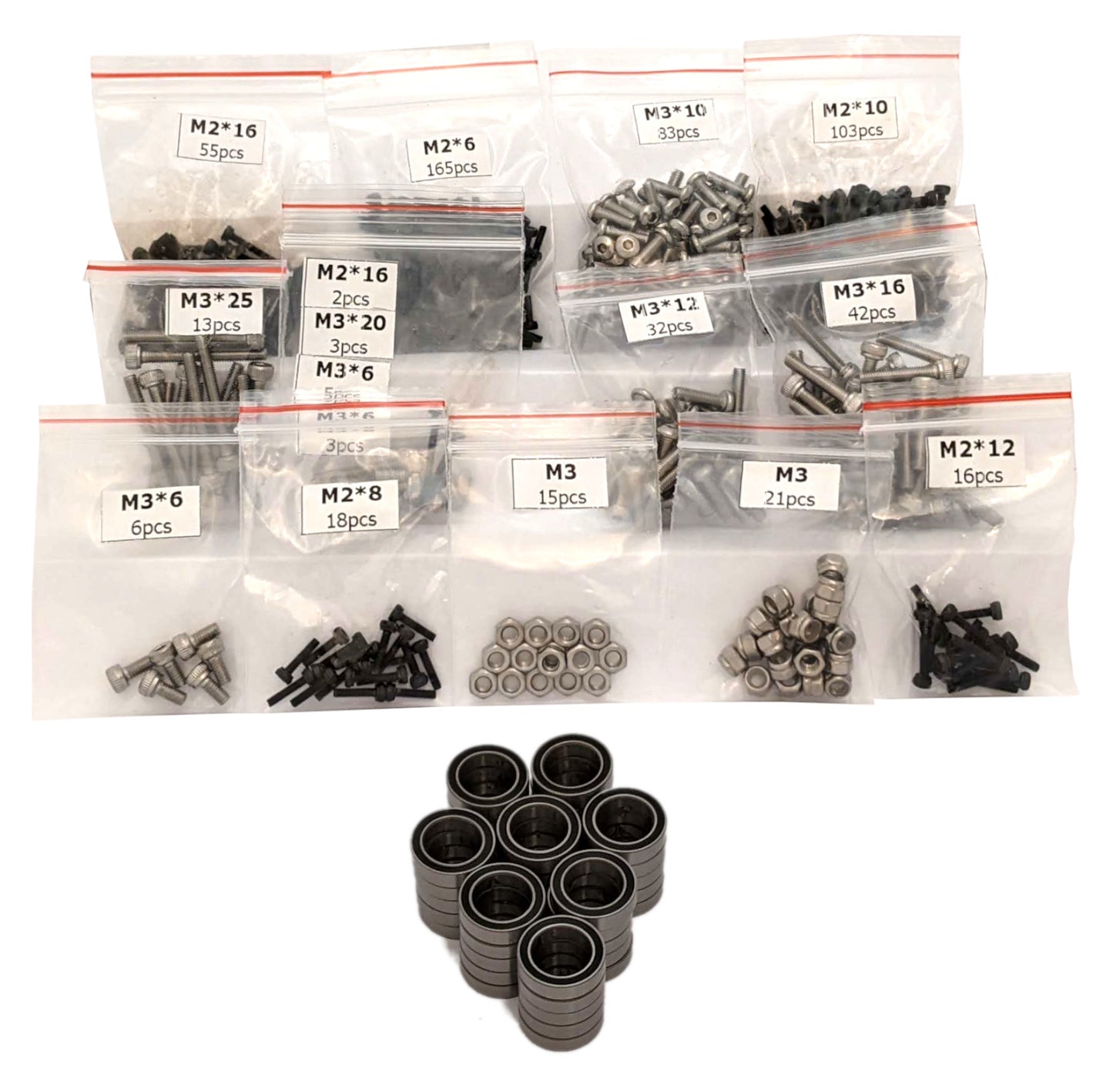 3DSets Rancher hardware pack - Labeled screw bags, bearings & DSServo components