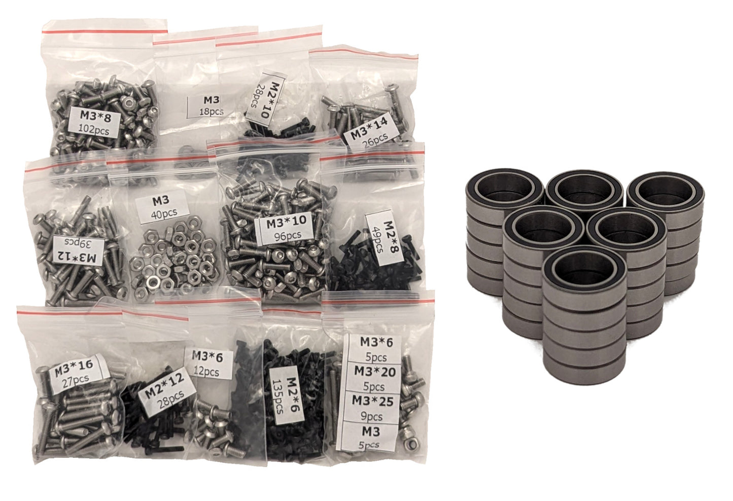 3DSets Reaper hardware - M2/M3 stainless steel screws & sealed ball bearings