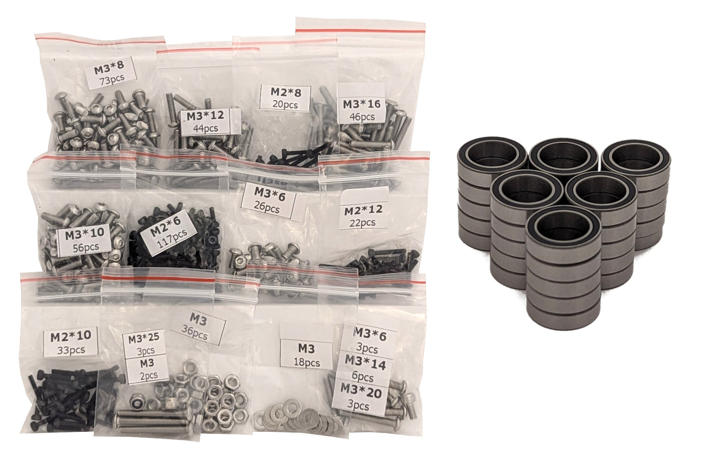 3DSets Torq fasteners - M2/M3 stainless steel screws & sealed ball bearings