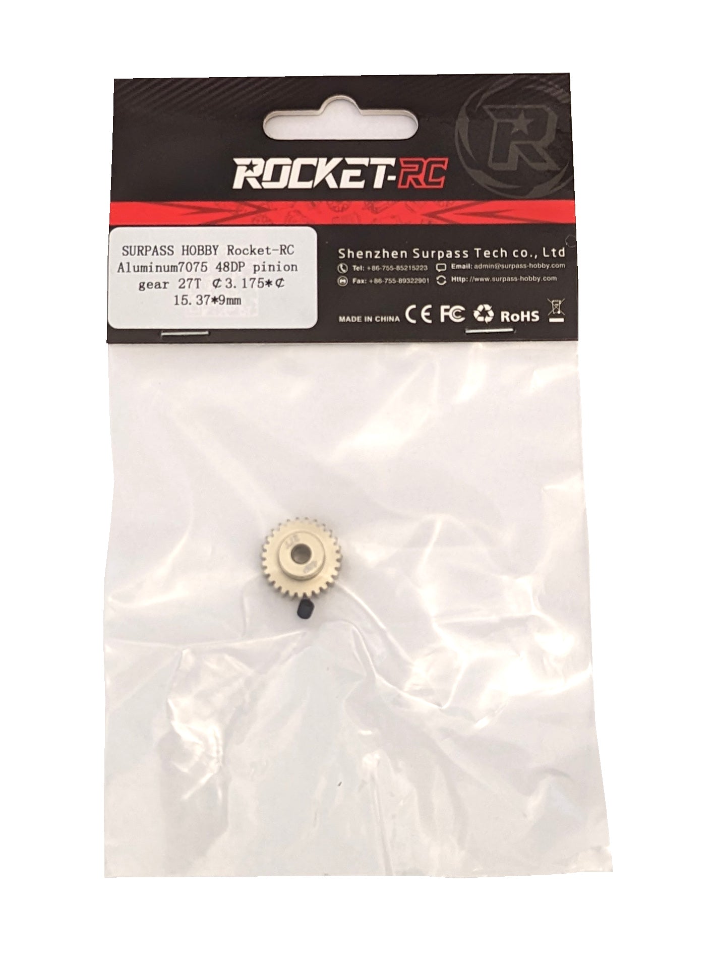 48DP Pinion Gear - 27T - 3.175 bore - Aluminum - RC Printer