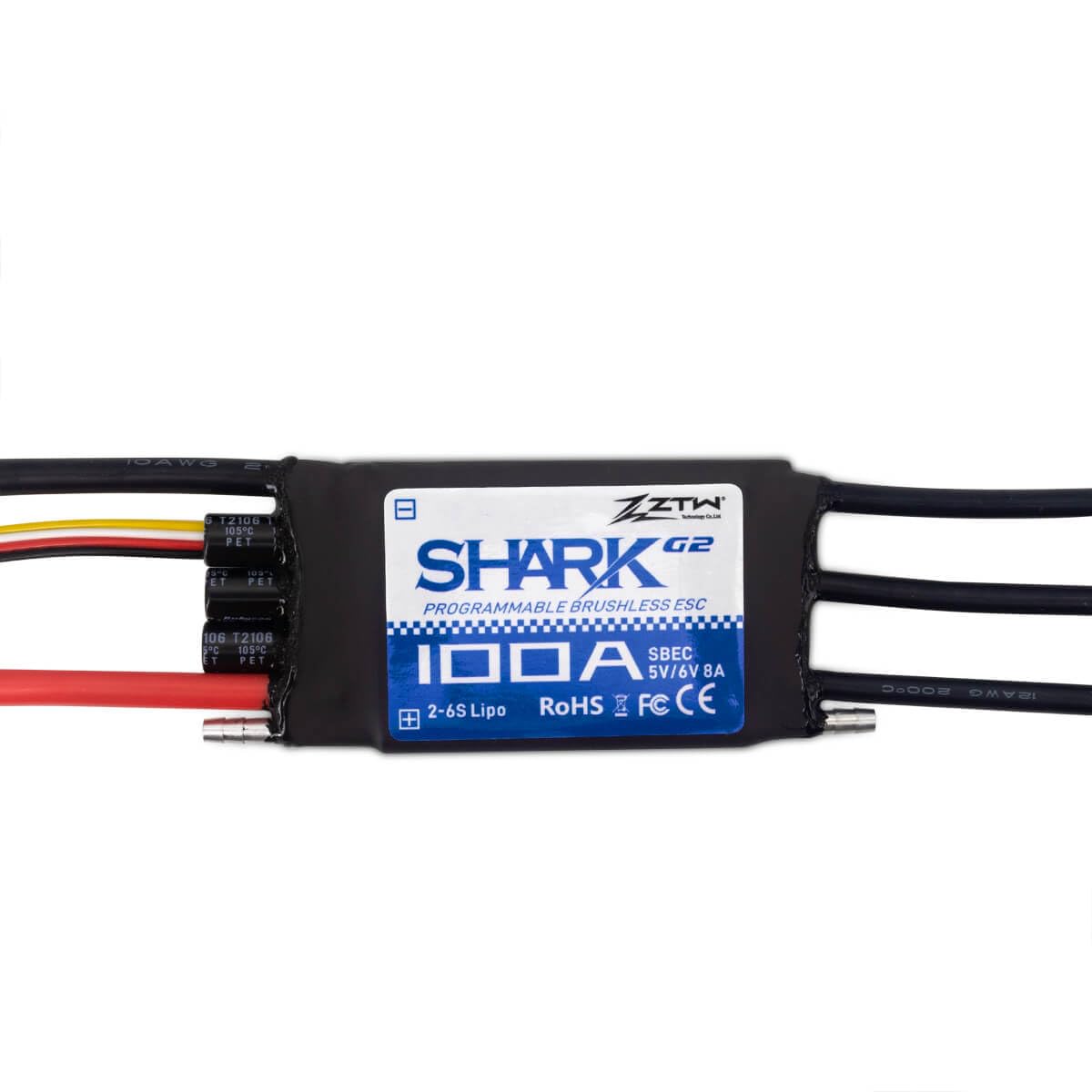 ZTW Shark G2 100A ESC - Component detail view for DIY RC building