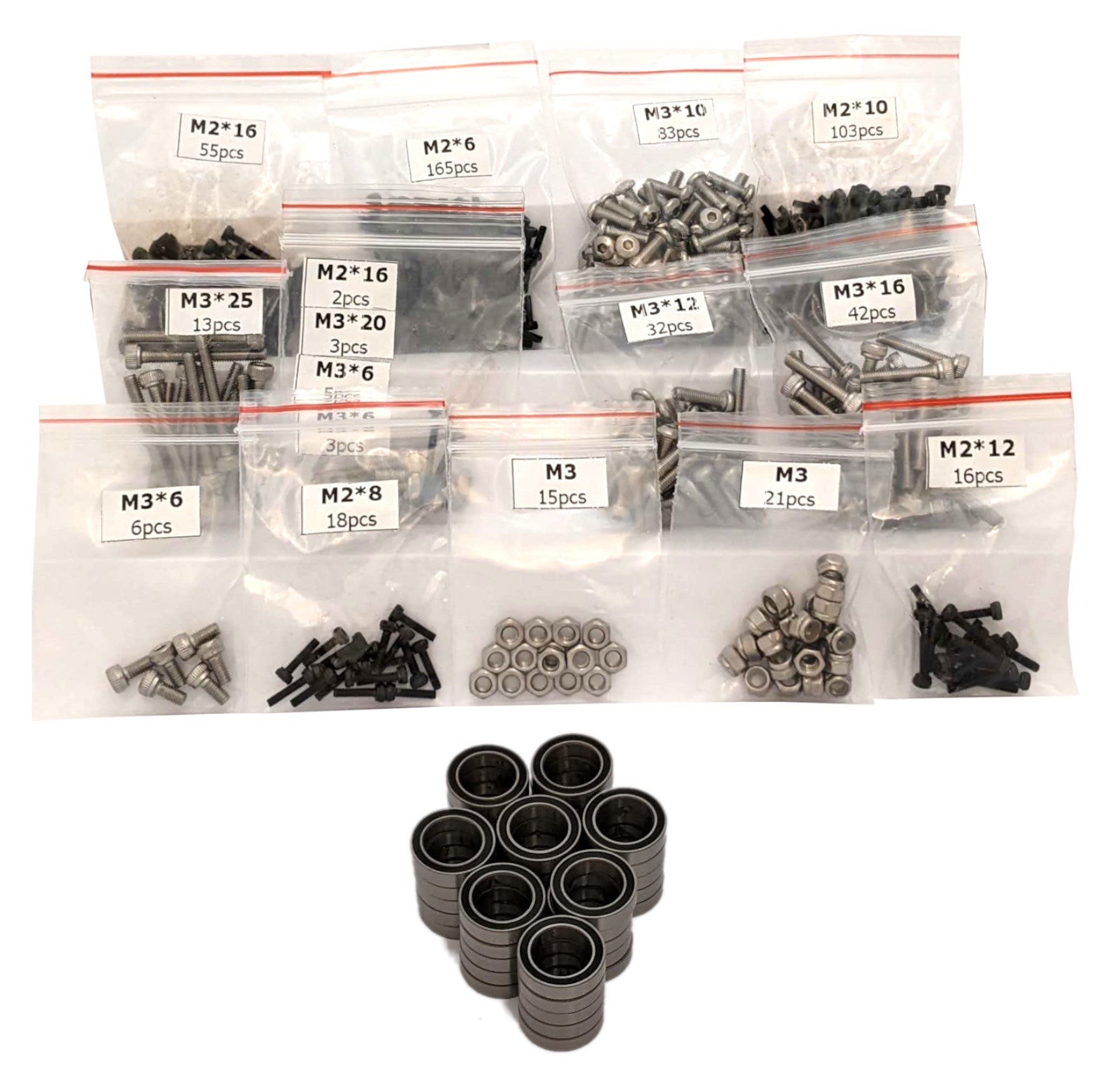 3DSets Rancher hardware pack - Labeled screw bags, bearings & DSServo components
