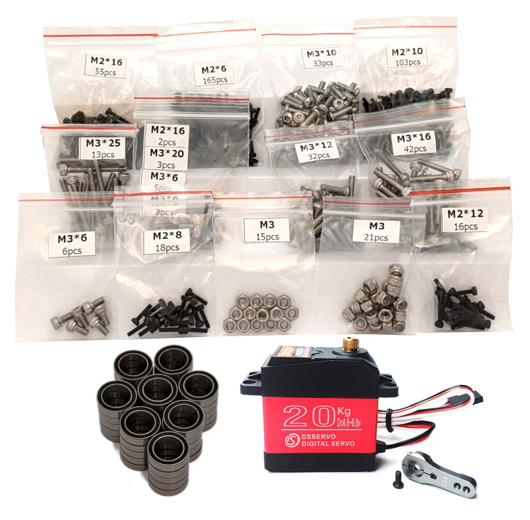 3DSets Rancher fasteners - M2/M3 screw sets, timing belts, bearings & 20kg servo