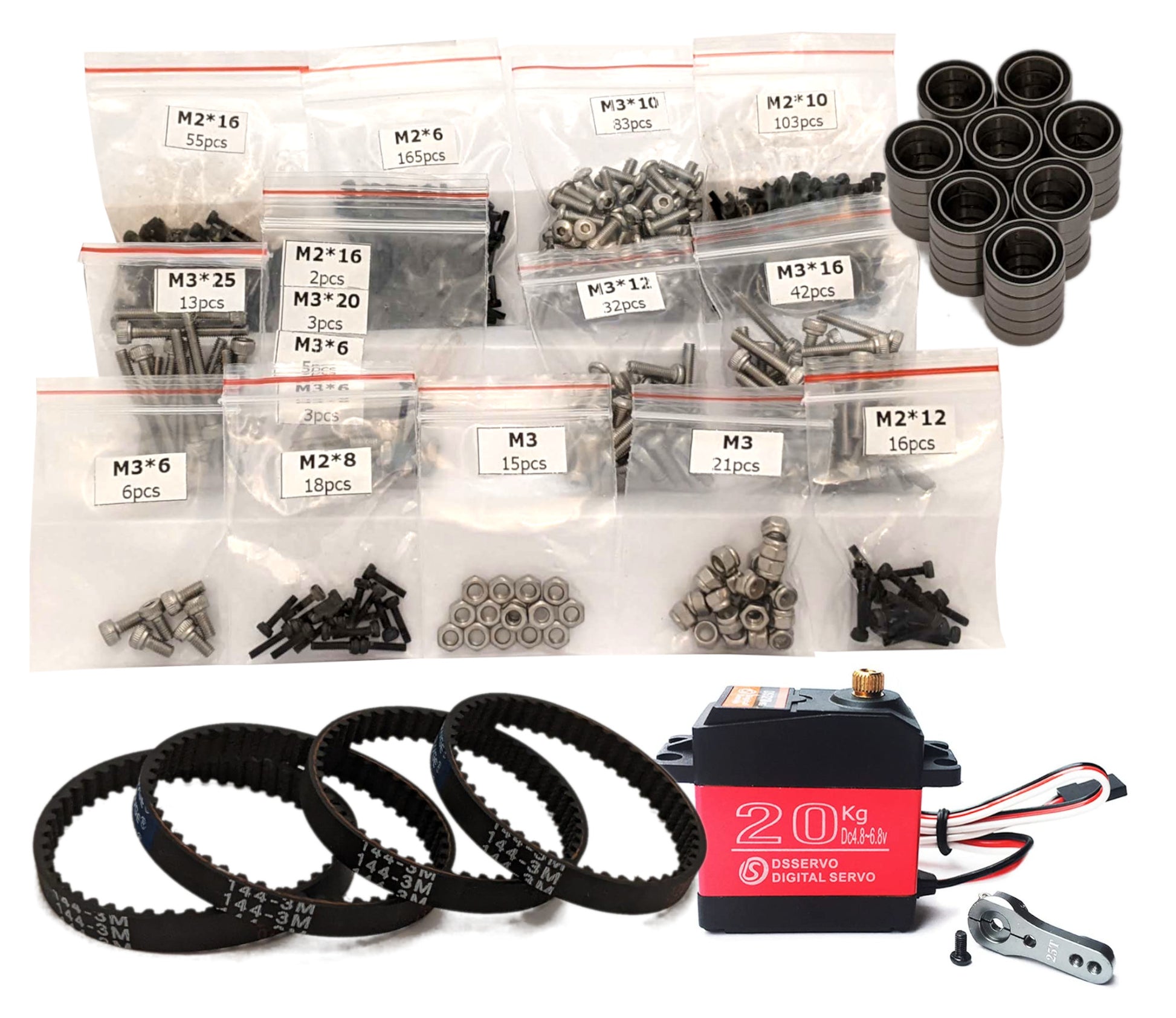 3DSets Rancher hardware kit - Sorted screws, bearings, belts & digital servo