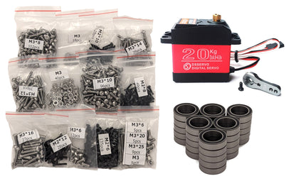 3DSets Reaper fasteners - M3 screws, DSServo 20kg, bearings & servo arm