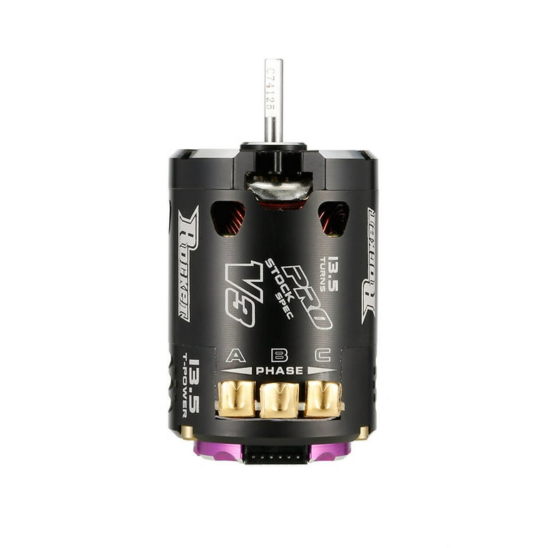 Rocket V3 13.5T Brushless Motor - Surpass Hobby Stock Spec with purple endbell