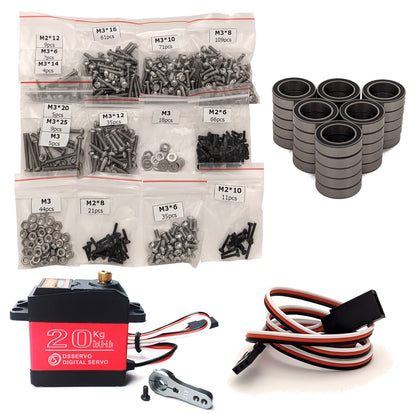3DSets Sakura essentials - Sorted screws, 144-3M belts, servo & extension wire