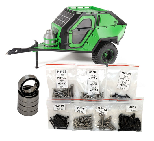 3DSets Wolf Trailer Kit - Green crawler trailer with solar panel & hardware
