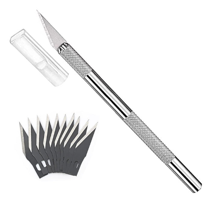 Craft Knife and #11 Blades - Non-Slip Precision Hobby Scalpel Knife and Blades - Knife with 11 blades